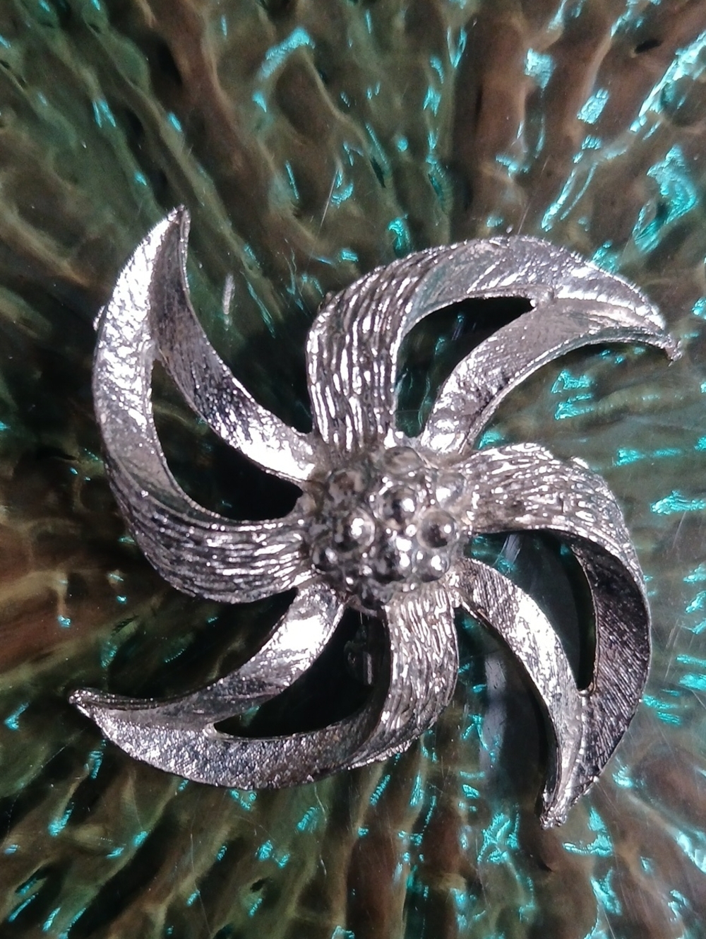 Silver-Plated Pinwheel Brooch